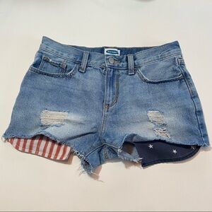 Old Navy Denim Patriotic Jean Shorts, American flag pockets, 16